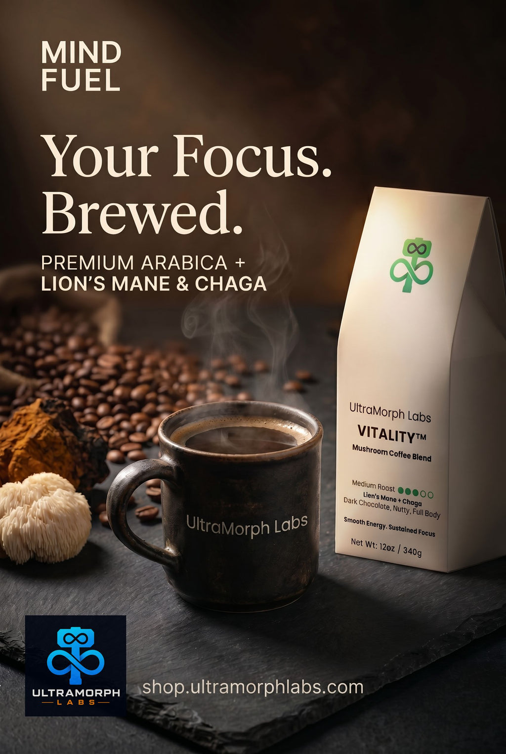 Vitality Mushroom Coffee (Medium Roast)